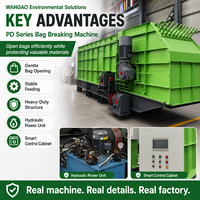 Machine à ouvrir les sacs poubelles municipaux WANGAO série PD, broyeur de sacs poubelles, 5-50 TPH, certifiée CE, usine de recyclage des déchets solides urbains
