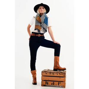 Jean droit taille haute en papier extensible noir - Product Image 1