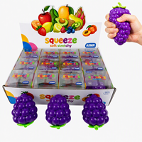 Lot de jouets anti-stress en TPR souple en forme de fruits : raisin, lime, durian, mangoustan