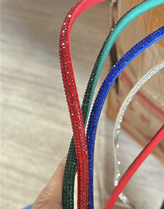 SINRONG tali kaca air berlian imitasi lem 5 baris tali tarik datar tabung Flash Semi melingkar untuk pakaian tas sepatu DIY - Product Image 5