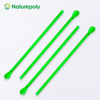 Cuillère-paille PLA biodégradable et compostable, écologique, pour boissons glacées, smoothies, glaces et fournitures de fête