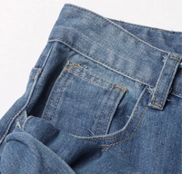 Jean décontracté vintage à nœuds ajustables et drapés, pantalon en denim droit tendance, jean asymétrique taille haute pour femme