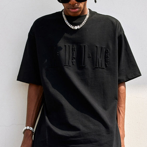 T-shirt personnalisé surdimensionné à sublimation, imprimé en 3D, streetwear, en coton épais, coupe carrée, gaufré - Product Image 4