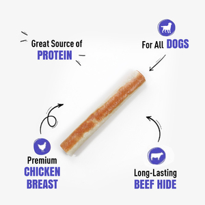 Pal's Delight LISTO PARA ENVIAR Golosinas para masticar perros Rollos de colágeno de 5 "Masticables de cuero crudo Fácil digestión Golosinas para perros de pollo sin granos - Product Image 3