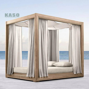 Lit <span class=keywords><strong>de</strong></span> repos <span class=keywords><strong>de</strong></span> luxe moderne en teck pour piscine extérieure avec auvent, pour patio et <span class=keywords><strong>jardin</strong></span> - Product Image 5