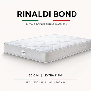 Matelas en mousse à poches indépendantes Rinaldi BOND 20 cm extra ferme et respirant, 7 zones, design moderne, 150x200 180x200 cm - Product Image 1