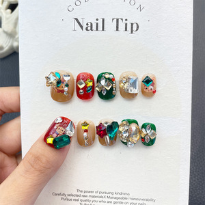 <span class=keywords><strong>Uñas</strong></span> Postizas Acrílicas de Navidad con Diseño de Santa Claus, de Alta Calidad, Hechas a Mano, de Cobertura Completa, de Lujo - Product Image 5
