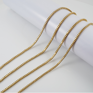 Simple 18k gold plated Stainless Steel Box Necklace Chain for men women