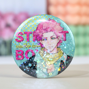 Vograce Anime laser tốt Flash tin huy hiệu nút tùy chỉnh long lanh Holographic Vòng Kim Loại nút pin Phù Hiệu - Product Image 2