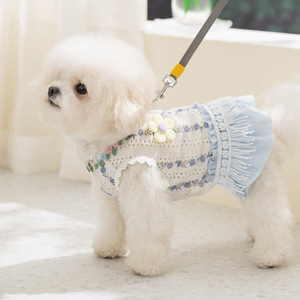 Gaby Korean Style Pastoral Plaid Traction Dress Small Dog Bixiong Summer Thin Sleeveless Dog <b>Clothes</b> <b>Pet</b> <b>Clothes</b> Wholesale - Product Image 4