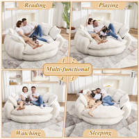 Canapé convertible inclinable moderne style ferme, petit format, en carton, garni d'éponge, pour appartement, salon, meuble gonflable en velours