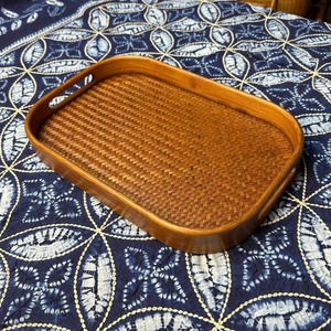 <b>Bamboo</b> Woven Storage Tray Oval 30x30x5 Cm Oriental Design For <b>Table</b> Use - Product Image 2