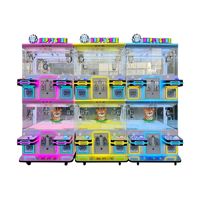 Machine à poupées double couche mécanique à monnayeur pour 4 joueurs avec éclairage LED néon, machine d'arcade pour distributeur de peluches