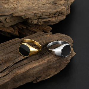 Индивидуальные обручальные Черные Квадратные Кольца для мужчин геометрические украшения большие золотые обручальные кольца из нержавеющей стали - Product Image 3