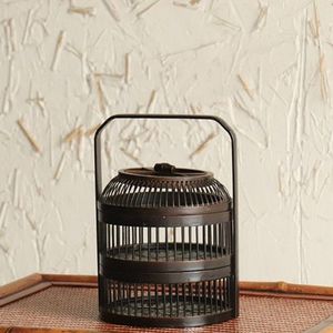 <b>Bamboo</b> Food <b>Container</b> Double Layer Birdcage Style Polygon Shape Kitchen Use Standing Type Woven Basket - Product Image 1