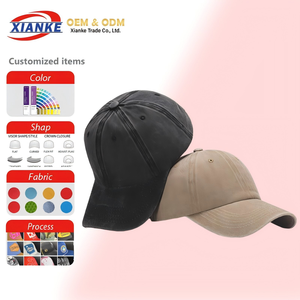 Gorra de aviador de cuero OEM XNKY 2026, lavada, de 6 paneles, bordada, de alta calidad para hombre, gorra trucker snapback, gorras de béisbol con logo personalizado - Product Image 1