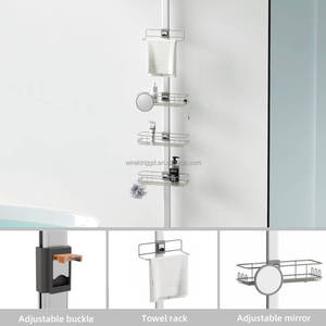 Organizador de <span class=keywords><strong>Ducha</strong></span> WIREKING, Barra de Aluminio Extensible Resistente al Óxido, Paquete de 4 Estantes de Esquina Ajustables para <span class=keywords><strong>Ducha</strong></span> - Product Image 3