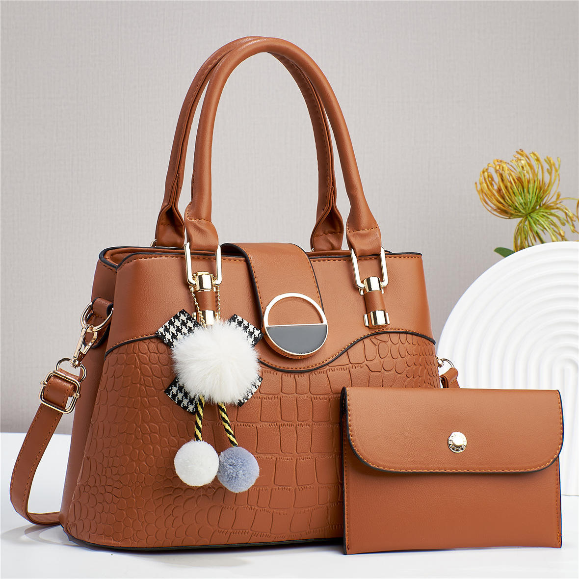 Hot Sale High Quality PU Leather Handbags for Women Ladies Shoulder Bag  Wholesale Luxury Large Fashion Solid Color Tote Bag