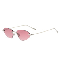 Nouvelles lunettes de soleil métalliques fines sans monture, design tendance, haute qualité, en nylon dégradé, polies à la main, plaquées IP.