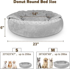 Fournitures pour animaux de compagnie, lit pour chien et chat en tissu Oxford imperméable et chaud, certifié Oeko-Tex, en forme de beignet - Product Image 2