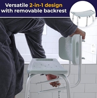 Chaise de douche légère et réglable en hauteur avec support dorsal amovible en aluminium pour personnes âgées