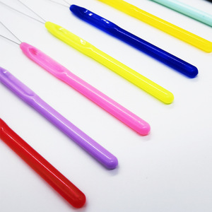 <b>Plastic</b> Handle Hair Extension Tool Threader Needle <b>Beading</b> Wig Hook Color Mixing Long Handled 8 Colors Set - Product Image 3