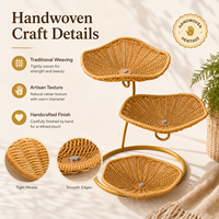 Panier de rangement en rotin à trois étages, écologique, fait main, pour pain, fruits, pique-nique, idéal pour salon et bureau – Vente directe usine