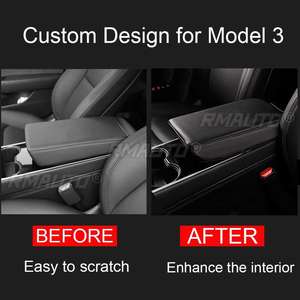 Housse de console pour Tesla Model 3, coussin d'accoudoir, résistant aux rayures, en cuir PU, protection de console centrale, accessoires de voiture - Product Image 2