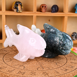 Venta al por Mayor de Tallados de Animales en Piedra Natural Curativa, Esculturas de Gemas de Cuarzo, Tallados de Tiburón en Cristal para Manualidades Decorativas - Product Image 5