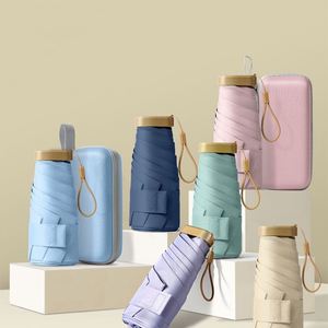 Wholesale Bulk <b>Pocket</b> Portable Small Pouch Folding Custom Printing Logo Uv Protection and Rain Mini Umbrella With Case - Product Image 1