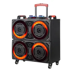 Bosinas amplificada 8 "bass * 4 som equipamentos/amplificadores/speaker outdoor festa portátil dj sem fio de madeira trole speaker