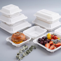 Contenants alimentaires jetables en plastique à charnière 9x9 pouces pour la restauration, boîtes à clapet pour plats à emporter, boîtes à lunch