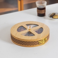 Boîte de rangement écologique et durable en bambou à compartiments pour fruits et collations, avec couvercle, incrustation en cuir, cadre incurvé résistant aux hautes températures, creuse, pour la maison et le café