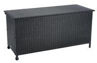Boîte de rangement extérieure en osier pour coussin de jardin en rotin PE imperméable avec panneau en plastique