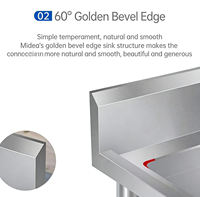Évier double commercial autoportant en acier inoxydable 304, station de lavage industrielle pour cuisine, revêtement autonettoyant, robuste