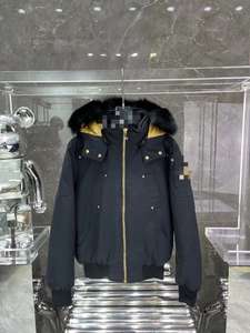 Chaqueta de Invierno Casual para <span class=keywords><strong>Hombre</strong></span>, con Capucha con Ribete de Piel de Zorro Canadiense, Cierre de Cremallera, Impermeable, de Tela de Lona Transpirable para Invierno - Product Image 1