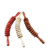Bâton de massage en bois à 12 roues avec balle et rouleau pour points d'acupression, relaxation des méridiens, exercices de yoga, soulagement de la fatigue du cou, de la taille et des cuisses, 30 cm, pour hommes