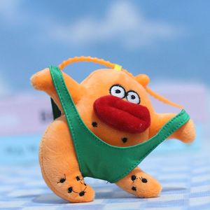 Serie pazzo carino fuga piccola bambola ciondolo peluche grande bocca anatra ricamata in cotone portachiavi per compleanno OPP Bag - Product Image 6