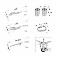 STARCAMP Batterie de cuisine d'extérieur 11 en 1 en aluminium Kit de vaisselle de pique-nique et de camping 11 pièces et couverts pour la cuisine et la salle à manger