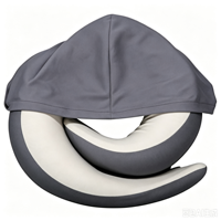 Ensemble de coussins de voyage à capuche en mousse à mémoire de forme en gros, support cervical en U avec masque pour les yeux et bouchons d'oreilles pour avion, voiture, bureau, sieste