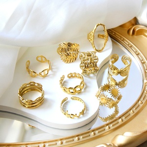 Anillos de Joyería de Moda Elegantes y de Lujo, Chapados en Oro de 18k, de Acero Inoxidable 316l, Estilo Vintage, Personalizados y Económicos para Mujer - Product Image 2