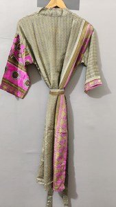 Bata Kimono de Verano para Mujer, Reversible, Ecológica, con Estampado Animal, Cierre de Cinturón, Manga Corta, de Terciopelo y Algodón - Product Image 2