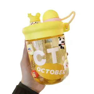 2024 New Cute Children's Summer Water Bottle Cartoon Double Drinking Mouth Portable Water Bottle With Straw