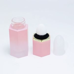 Hexagon Unique Lipgloss Big Wand <b>Brush</b> Pink 7ml Liquid <b>Blusher</b> Tubes Custom Empty Plastic Lip Gloss Tubes Packaging - Product Image 4
