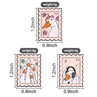 Pin Enamel Gaya Stempel Pos Bentuk Angsa, Bros Logam Hewan Bebek Putih Lucu, Lencana untuk Jaket, Tas Ransel, Ornamen Fashion