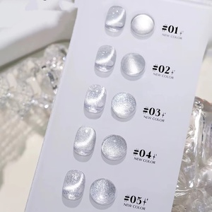 Autumn Galaxy White Cat Eye <b>Gel</b> <b>Nail</b> Polish with Glass Beads Crystal Wide Cat Eye <b>Nail</b> Art - Product Image 1