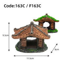 Décoration d'aquarium Maison en résine creuse, cachette pour poissons, accessoires pour aquarium, ornement de grotte, petit cachette pour poissons avec mousse