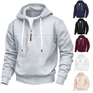 <span class=keywords><strong>Felpa</strong></span> da <span class=keywords><strong>Uomo</strong></span> con <span class=keywords><strong>Mezza</strong></span> <span class=keywords><strong>Zip</strong></span> e Cappuccio, Maniche Lunghe, Vestibilità Ampia, per Primavera e Autunno - Product Image 1