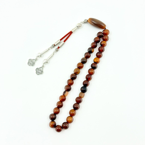 Rosario Musulmano a Forma di Sfera, 10mm, in Corno di Bue, 33 Perle, Misbaha Islamica, Braccialetto Arabo Religioso, Tasbih per la Preghiera - Product Image 3