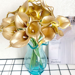 Mini <span class=keywords><strong>fleurs</strong></span> de lys <span class=keywords><strong>artificielles</strong></span> de 12 pièces, fausse plante, pour la décoration de la maison, en argent, or - Product Image 3